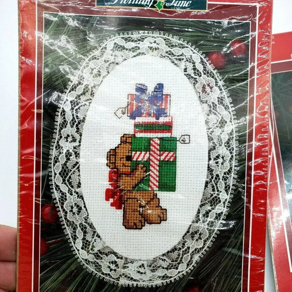 Vintage Christmas Lot of 5 Counted Cross Stich Kits Holiday Time